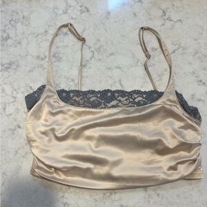 Free People Silk Camisole with Lace Trim